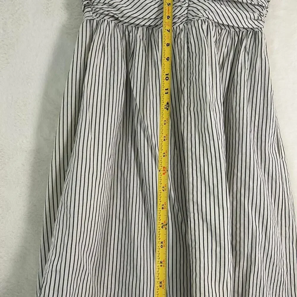Aryn K Black White Striped Strapless Ruched‎ Mini Dress with Pockets Size Small